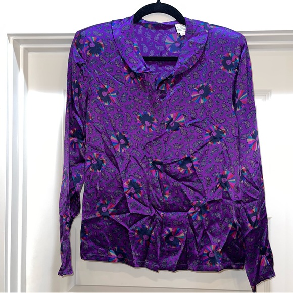 Vintage Deadstock Silk Top Psychedelic Goddess Print - Picture 3 of 12